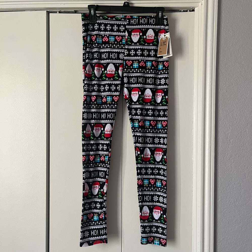 No‎ Comment NY LA Christmas Leggings Santa Ho Ho Gift Presents Holiday Medium